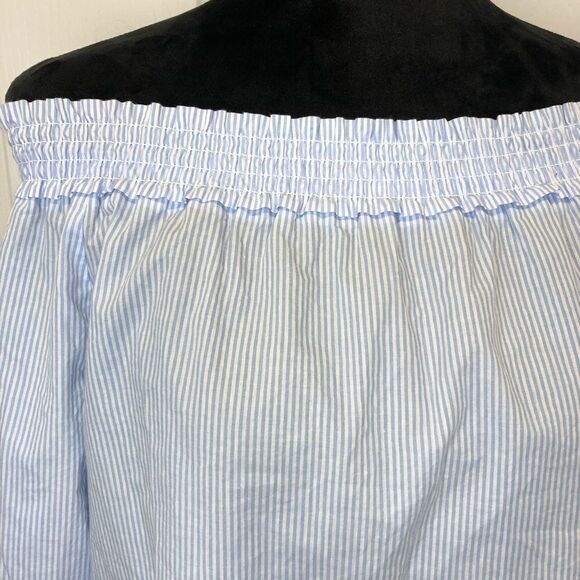 H&M pin striped off the half sleeve blouse top 4 - Picture 3 of 9